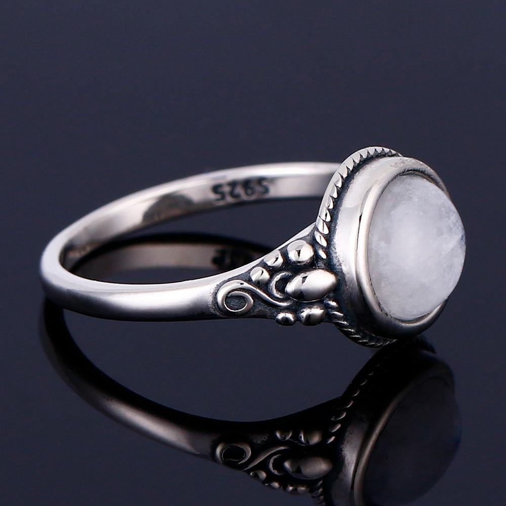Round Moonstone Silver Ring - SoulShyne Products