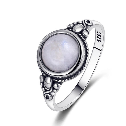 Round Moonstone Silver Ring - SoulShyne Products