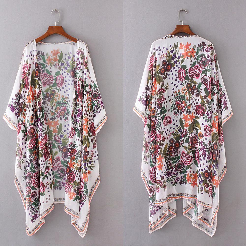 Floral Print Boho Chiffon Kimono Cardigan - SoulShyne Products