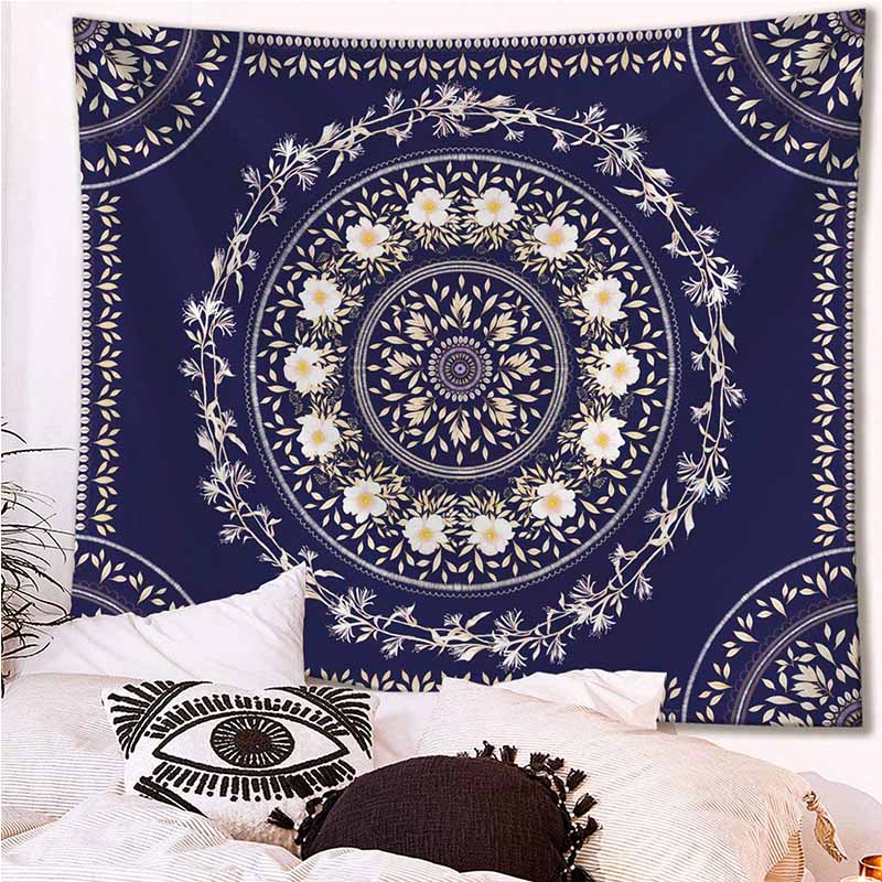 Blue Boho Mandala Tapestry