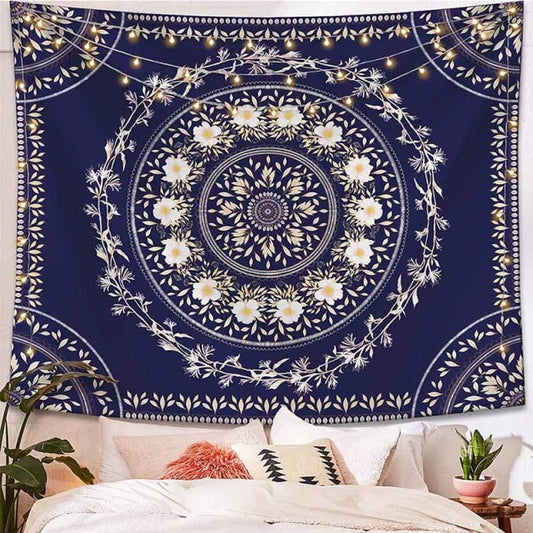 Blue Boho Mandala Tapestry