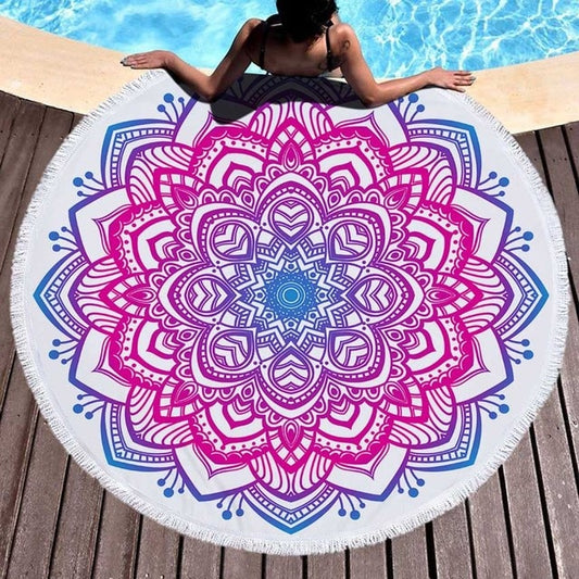Flower of Life Mandala Round Microfiber Towel, Throw, & Tapestry