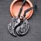 Obsidian Dragon Yin Yang Necklace Set
