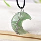Crescent Moon Wire Wrapped Crystal Necklace