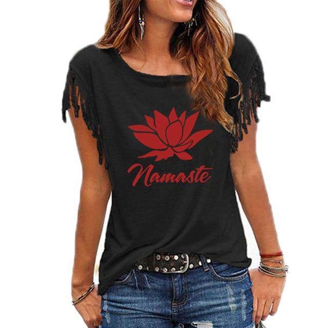Namaste Lotus Fringe T Shirt - SoulShyne Products