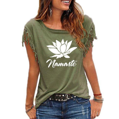 Namaste Lotus Fringe T Shirt - SoulShyne Products