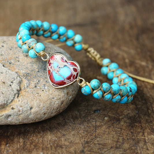 Turquoise Heart Beaded Bracelet