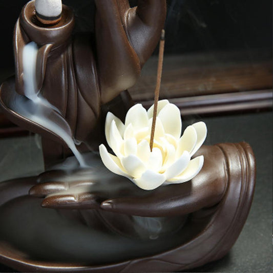 Buddha Hand & Lotus Backflow Incense Burner