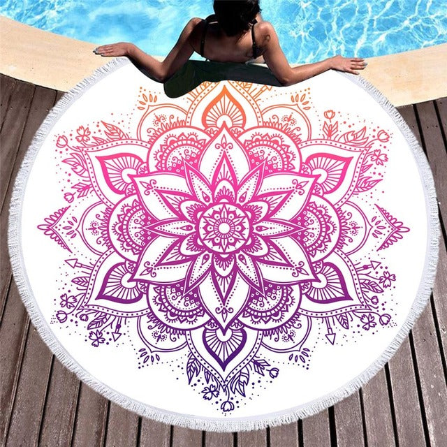 Ombre Lotus Round Microfiber Towel, Throw, & Tapestry