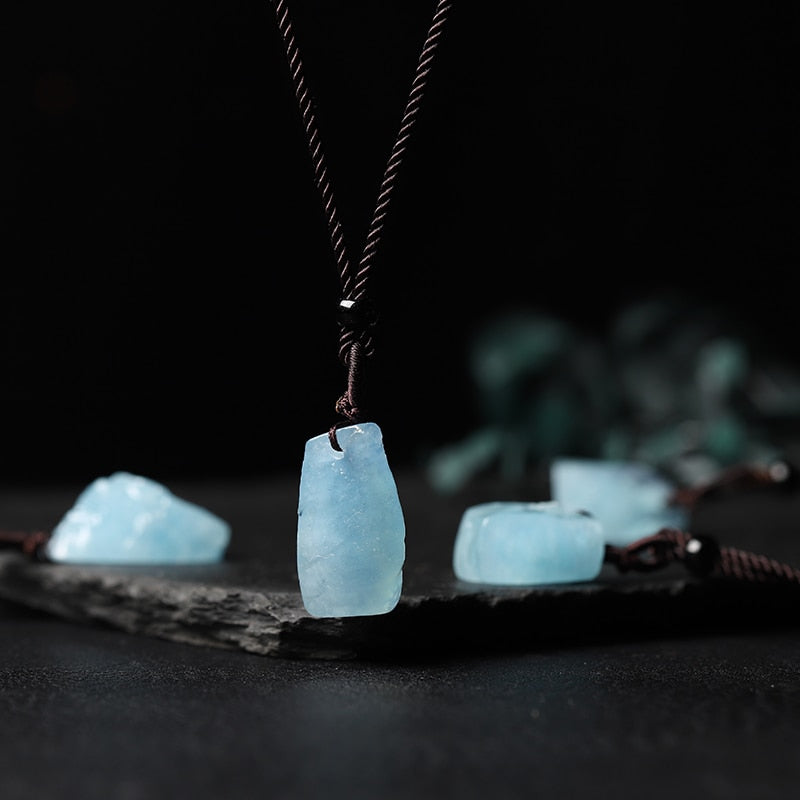 Aquamarine Crystal Pendant Necklace