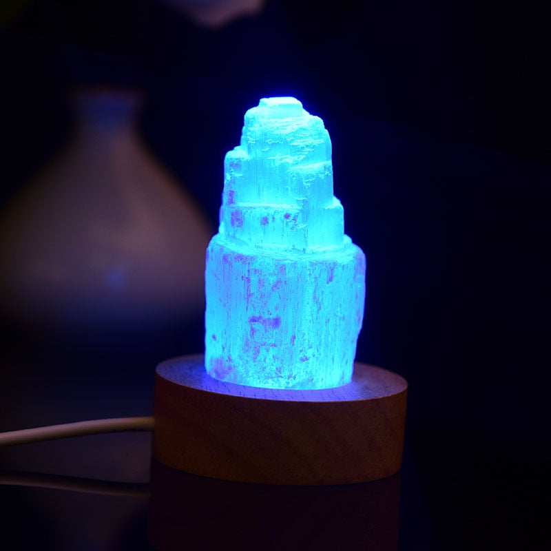 Mini Selenite Crystal Tower Lamp