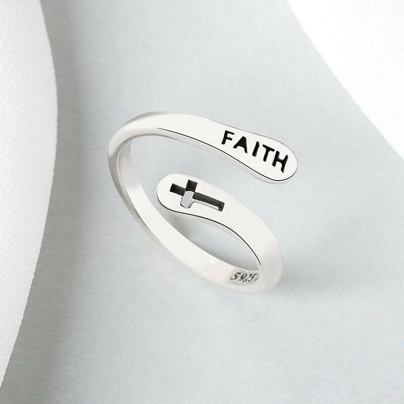 Faith Cross Adjustable Silver Ring - SoulShyne Products