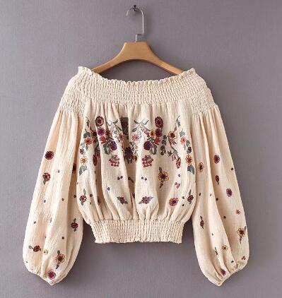 Boho Floral Embroidered Crop Top