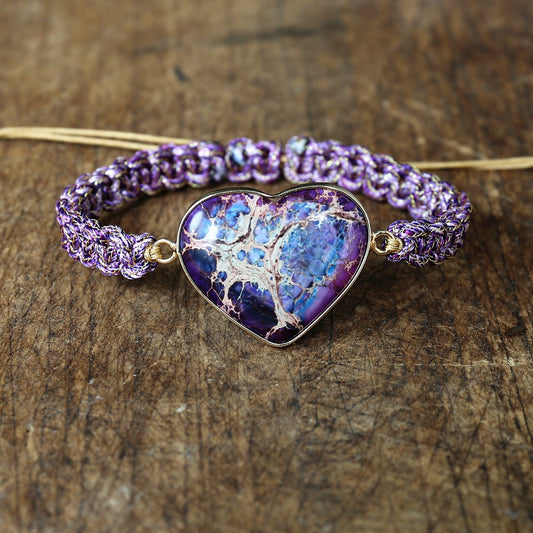Purple Heart Stone Woven Bracelet
