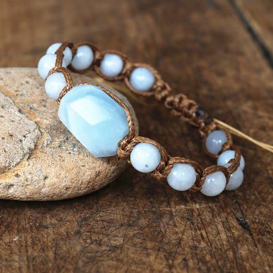 Aquamarine Stone Beaded Bracelet