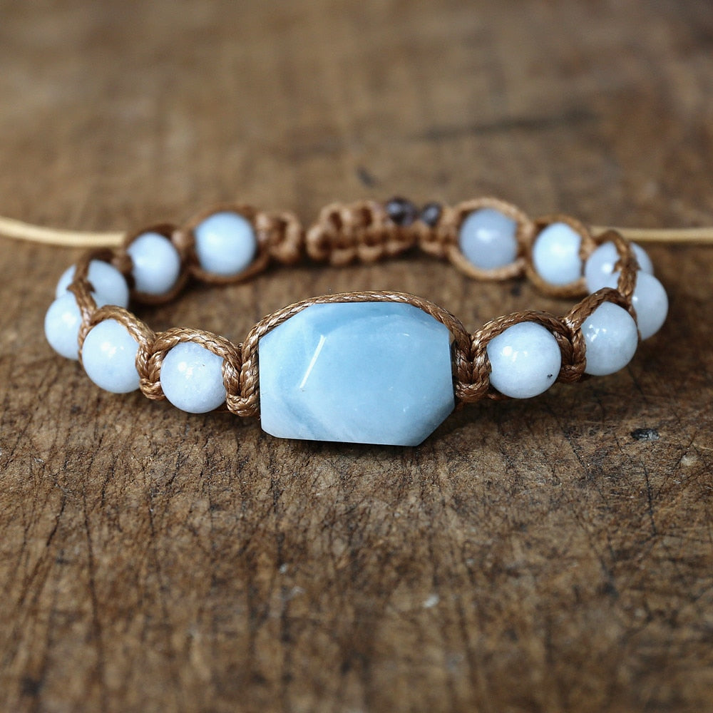 Aquamarine Stone Beaded Bracelet
