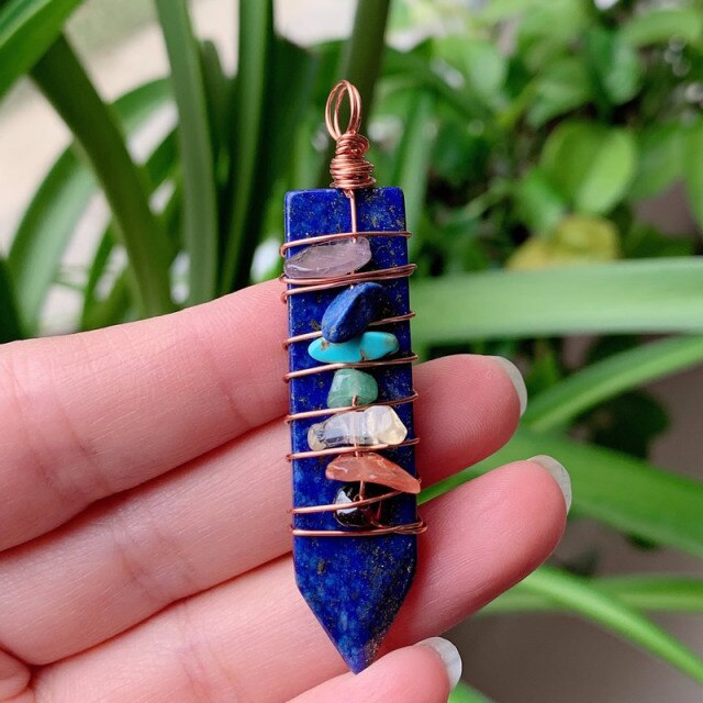 Chakra Wrapped Crystal Pendant