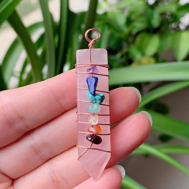 Chakra Wrapped Crystal Pendant