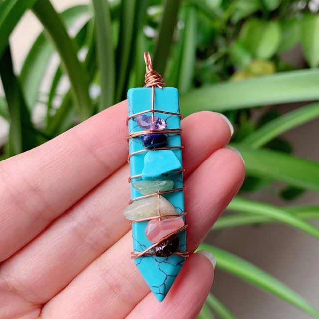 Chakra Wrapped Crystal Pendant