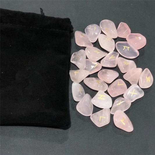 Rose Quartz Crystal Rune Stones