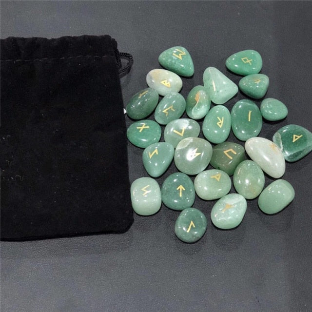 Green Aventurine Crystal Rune Stones
