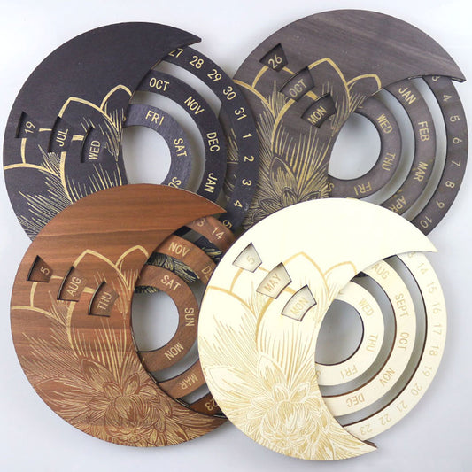 Crescent Moon Wooden Perpetual Calendar