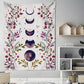 Purple Moon Phase Floral Tapestry