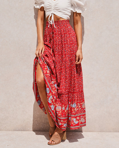Floral High Waist Maxi Skirt
