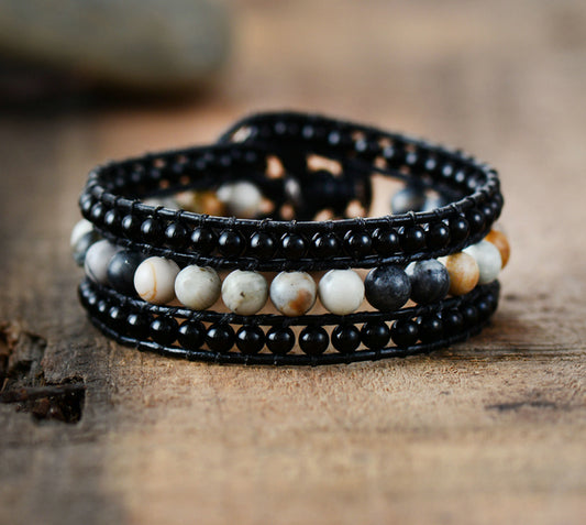 Onyx & Jasper Wrap Bracelet