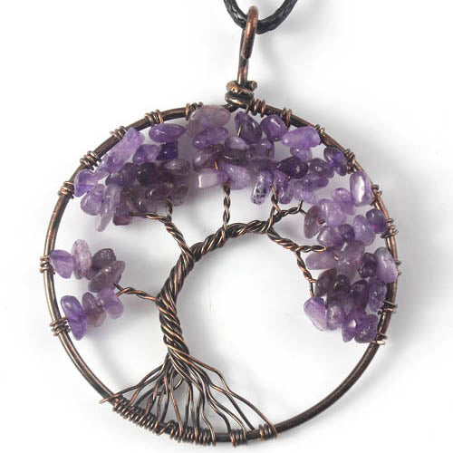 Tree Of Life Crystal & Copper Pendant Necklace