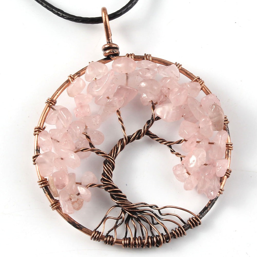 Tree Of Life Crystal & Copper Pendant Necklace