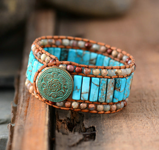 Turquoise &  Jasper Wrap Bracelet