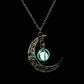 Glowing Orb & Crescent Moon Necklace