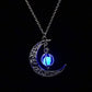 Glowing Orb & Crescent Moon Necklace