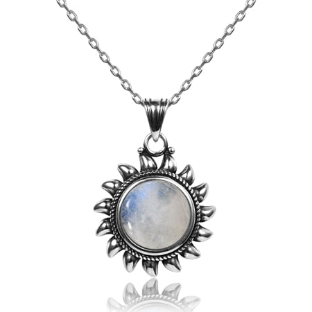 Moonstone Sun Silver Necklace