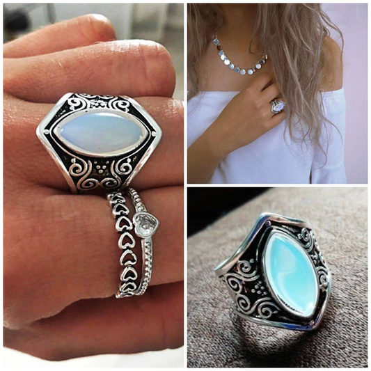 silver moonstone ring