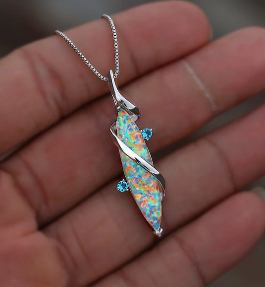 Faux Fire Opal Pendant Necklace - SoulShyne Products