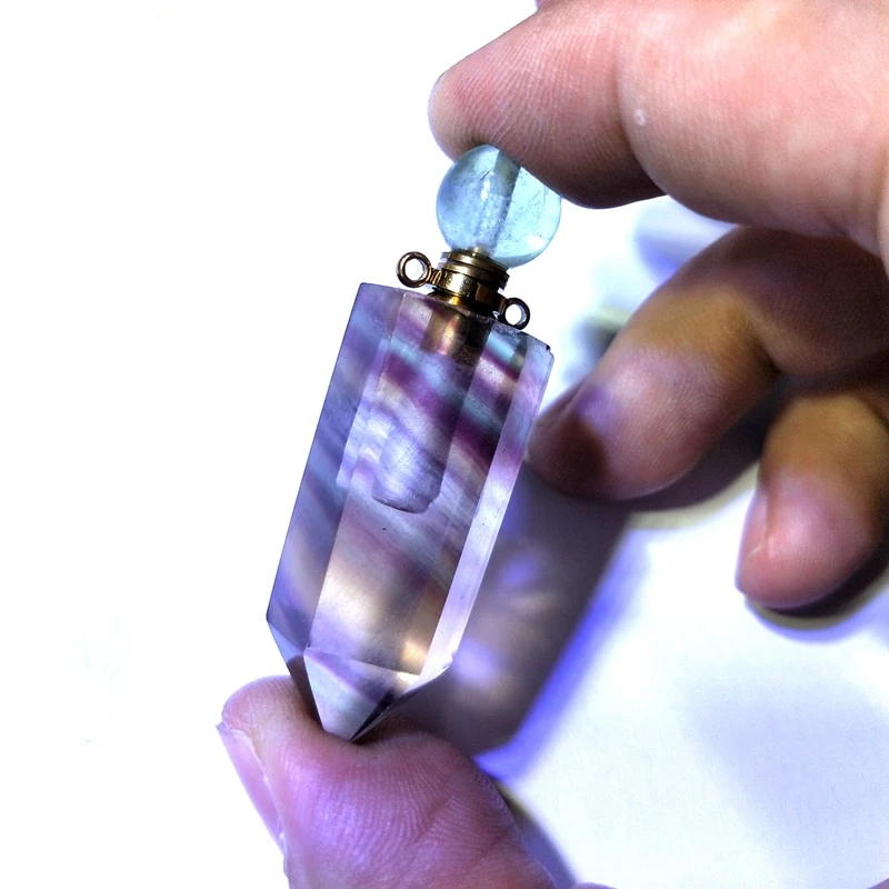 Rainbow Fluorite Crystal Vial Pendant