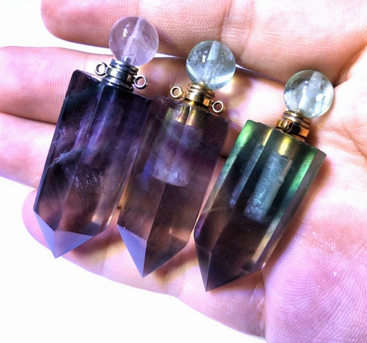 Rainbow Fluorite Crystal Vial Pendant