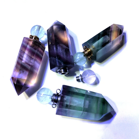 Rainbow Fluorite Crystal Vial Pendant