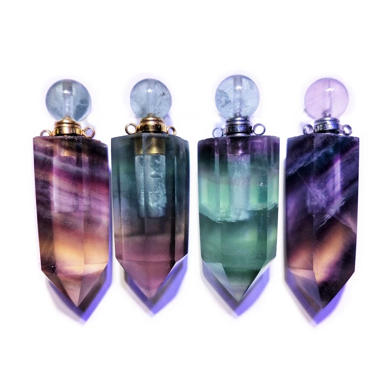 Rainbow Fluorite Crystal Vial Pendant