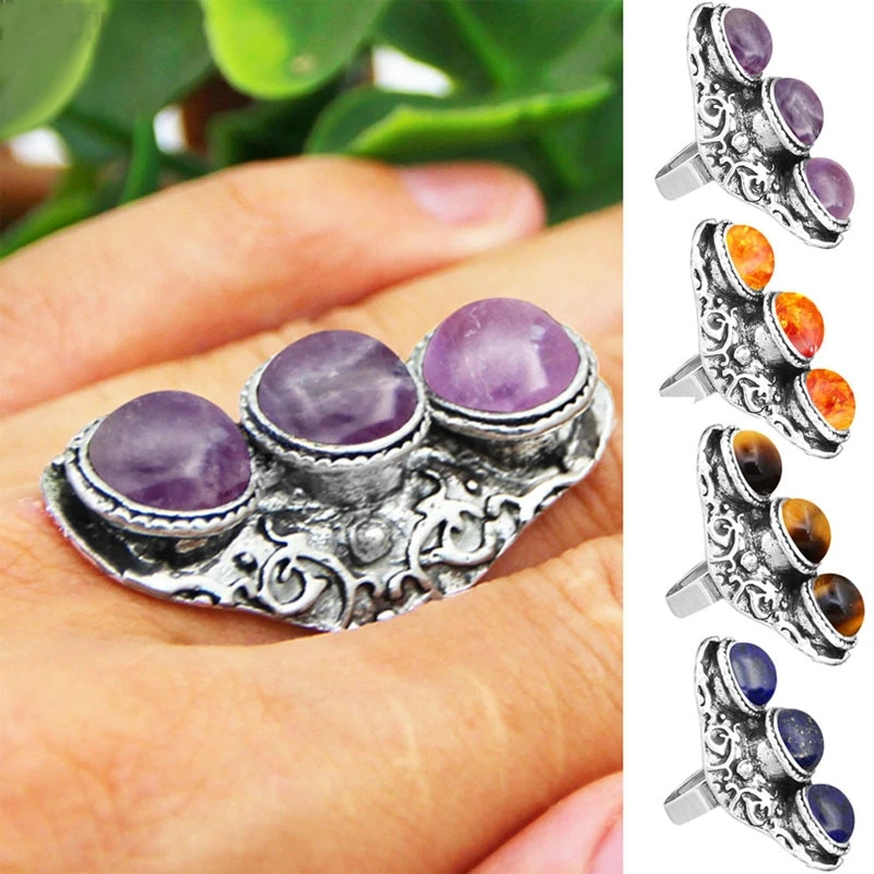 Vintage Stone Trio Adjustable Ring - SoulShyne Products