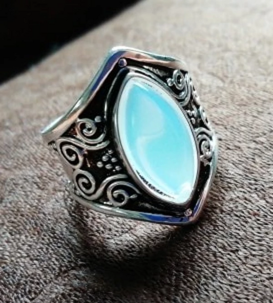 faux moonstone silver ring