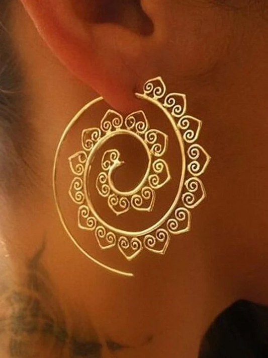 Sacred Spiral Hmong Heart Earrings